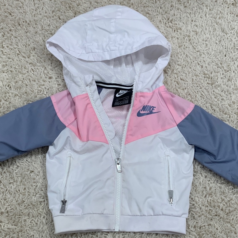 Nike White and Pink Hooded Jacket
